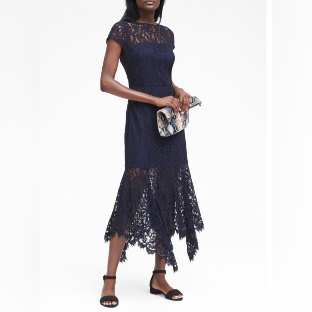 Banana Republic Lace Trumpet Midi Dress